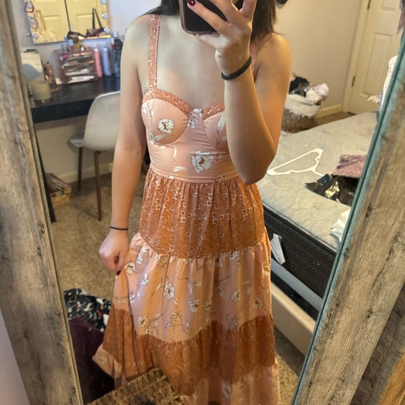 floral tiered maxi dress sz xs nwt - Picture 3 of 5